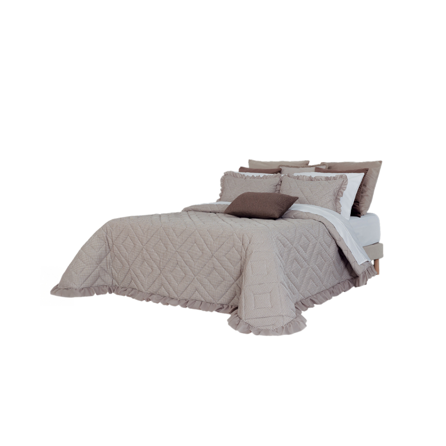 Set Couvre Lit ONOR Avec Taie D'oreiller 240x260 - Taupe Textile