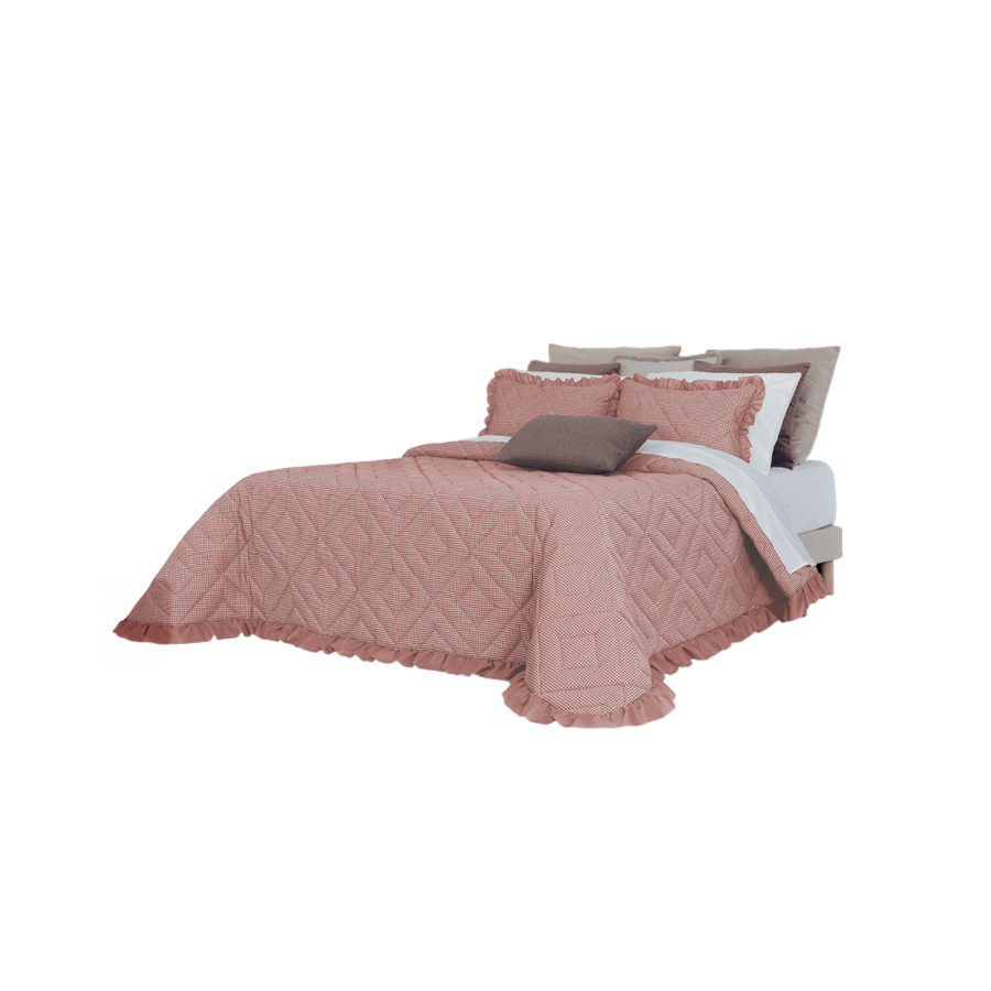 Set Couvre Lit ONOR Avec Taie D'oreiller 240x260 - Rose Textile