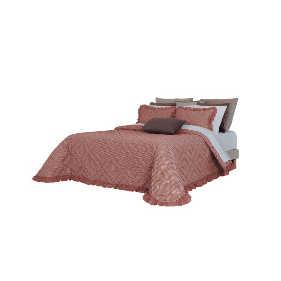 Set Couvre Lit ONOR Avec Taie D'oreiller 240x260 - Rouge Textile