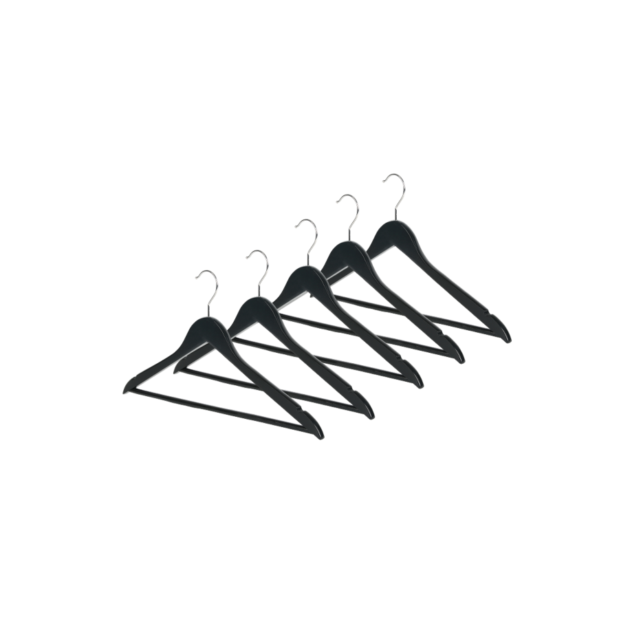 Set de 5 cintres en bois - Noir Accessoires-rangements