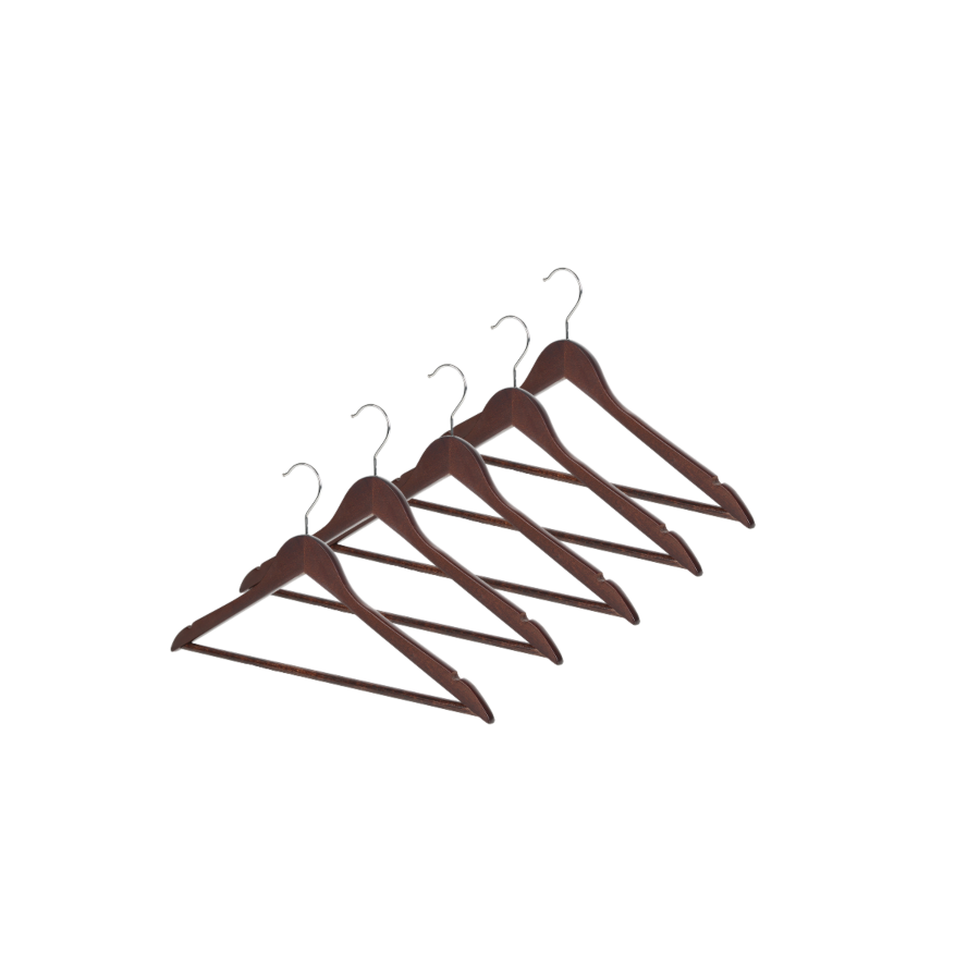 Set de 5 cintres en bois - Marron Accessoires-rangements