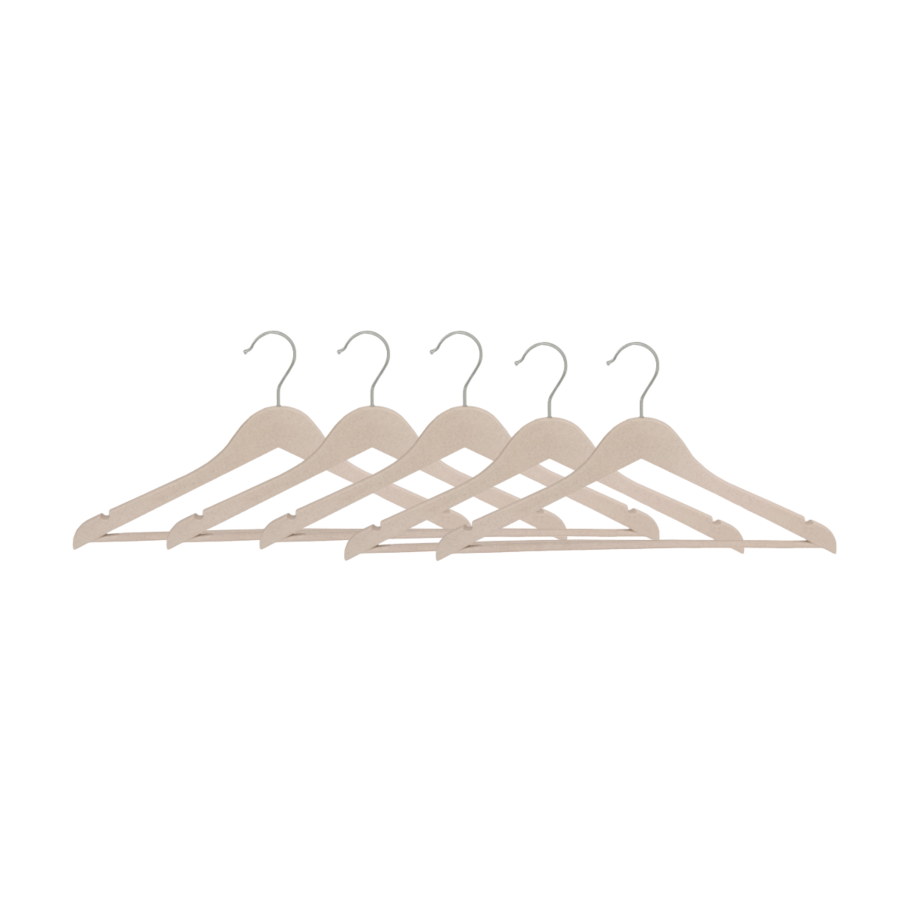 Set de 5 cintres effet bois - Beige Accessoires-rangements