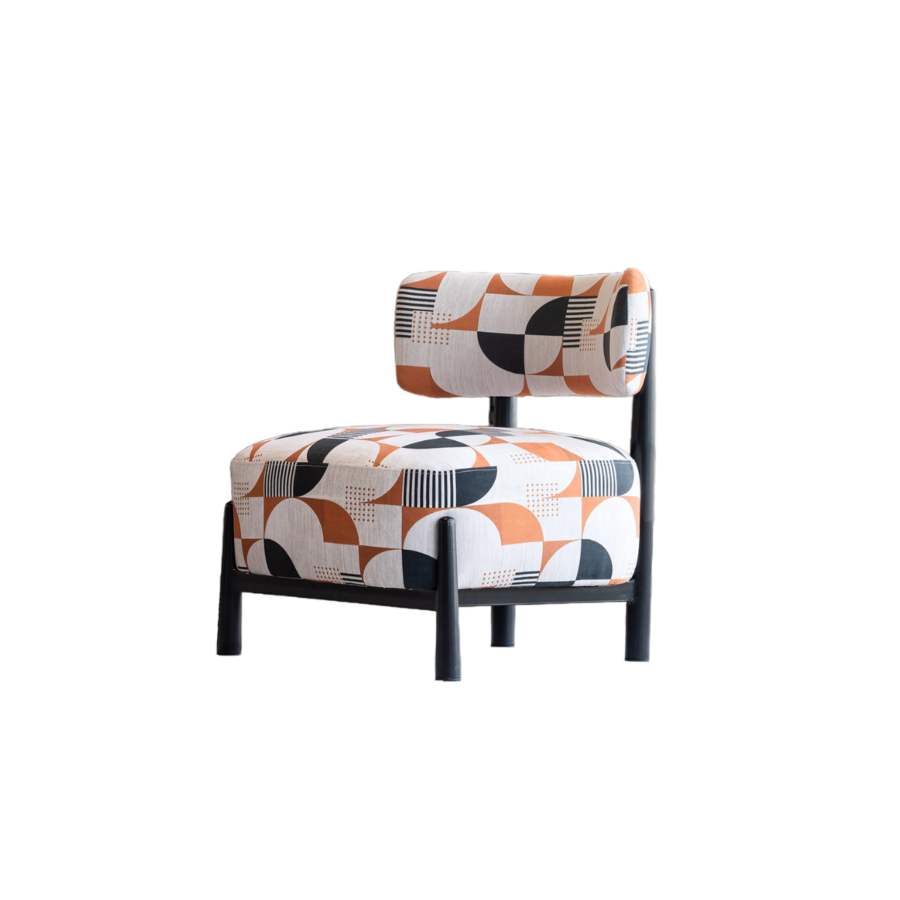 Fauteuil FASHION Aux Motifs PATCHWORK - Noir / Orange Soldes été vague 2