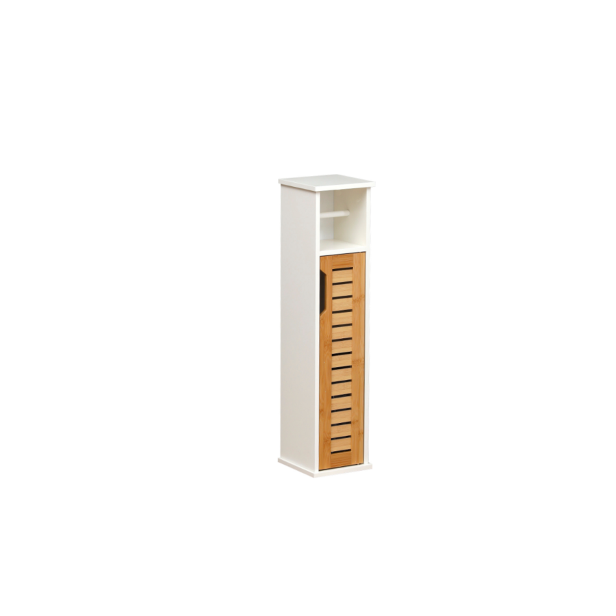 Meuble Salle De Bain 1 Porte - Blanc / Beige Organisateurs