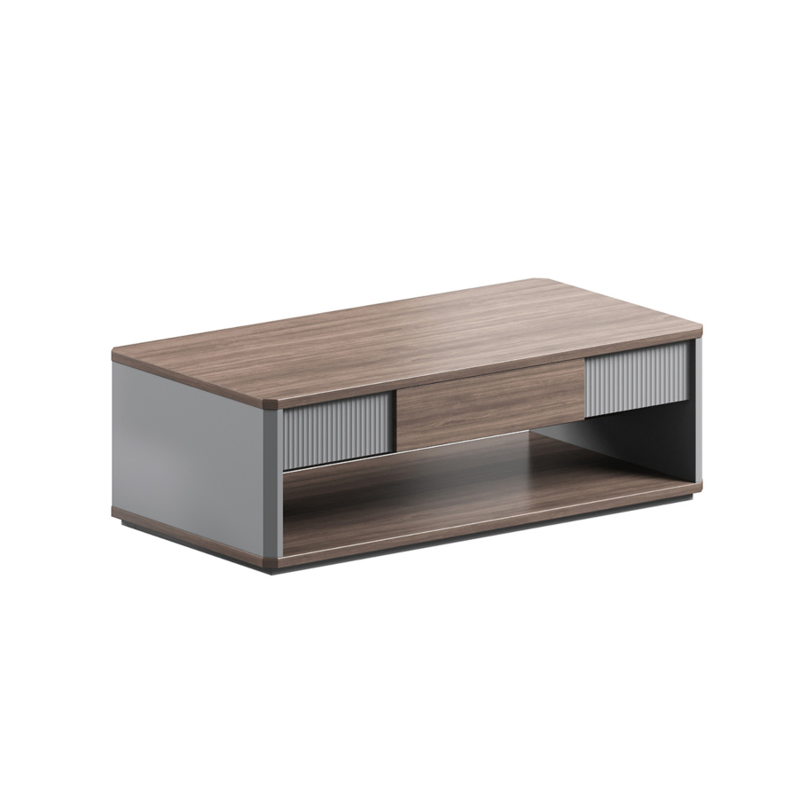 Table De Café LEADER 140x70x45cm - Marron / Gris Table basse d'accueil