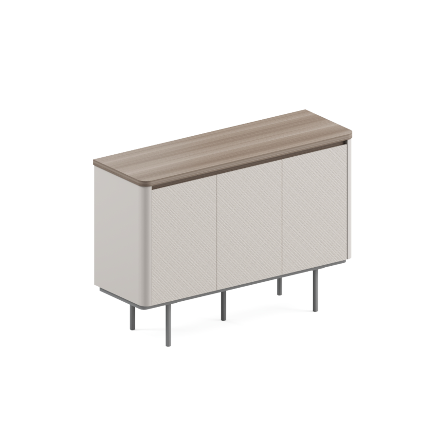 Élément Bas VEGA PRO 3 Portes - Chêne / Beige Rangement professionnel