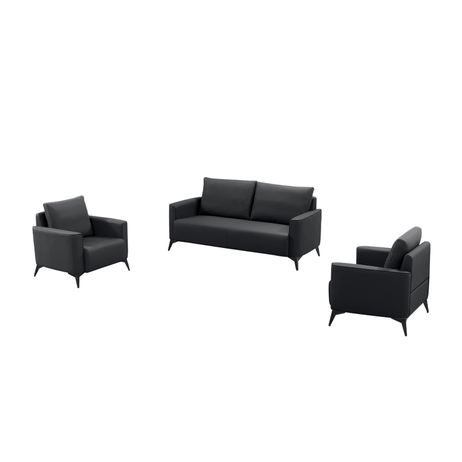 PACK SALON DE BUREAU ESSENTIEL 3+1+1 - Noir Canapé d'accueil