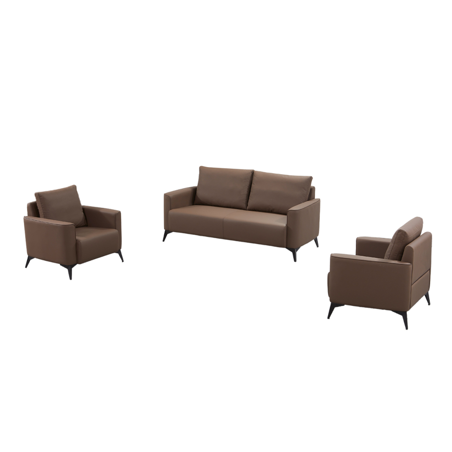 PACK SALON DE BUREAU ESSENTIEL 3+1+1 - Marron Canapé d'accueil