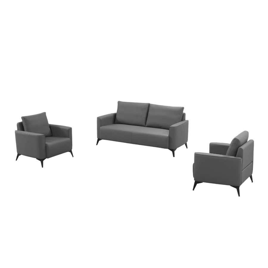 PACK SALON DE BUREAU ESSENTIEL 3+1+1 - Gris Canapé d'accueil
