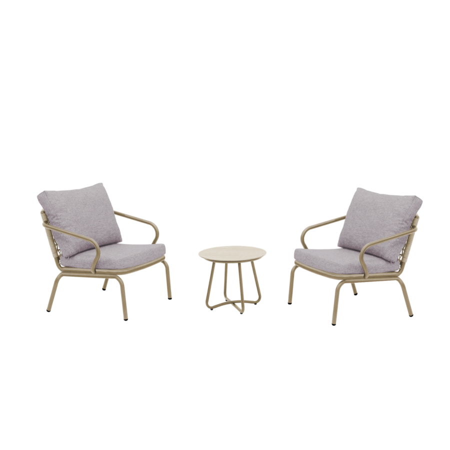 SET BALCON ALICIA Avec TABLE BASSE - Taupe Vente Flash
