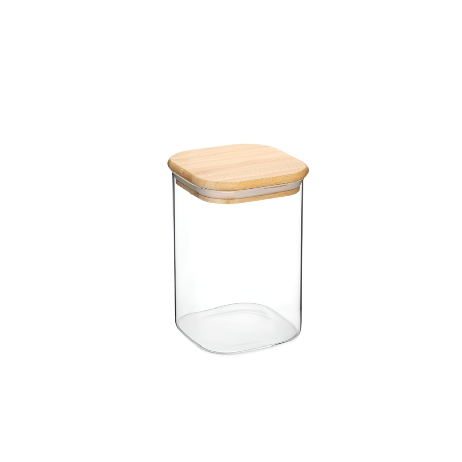 Bocal En Verre Avec Couvercle Bambou 1100ml - Blanc Soldes été
