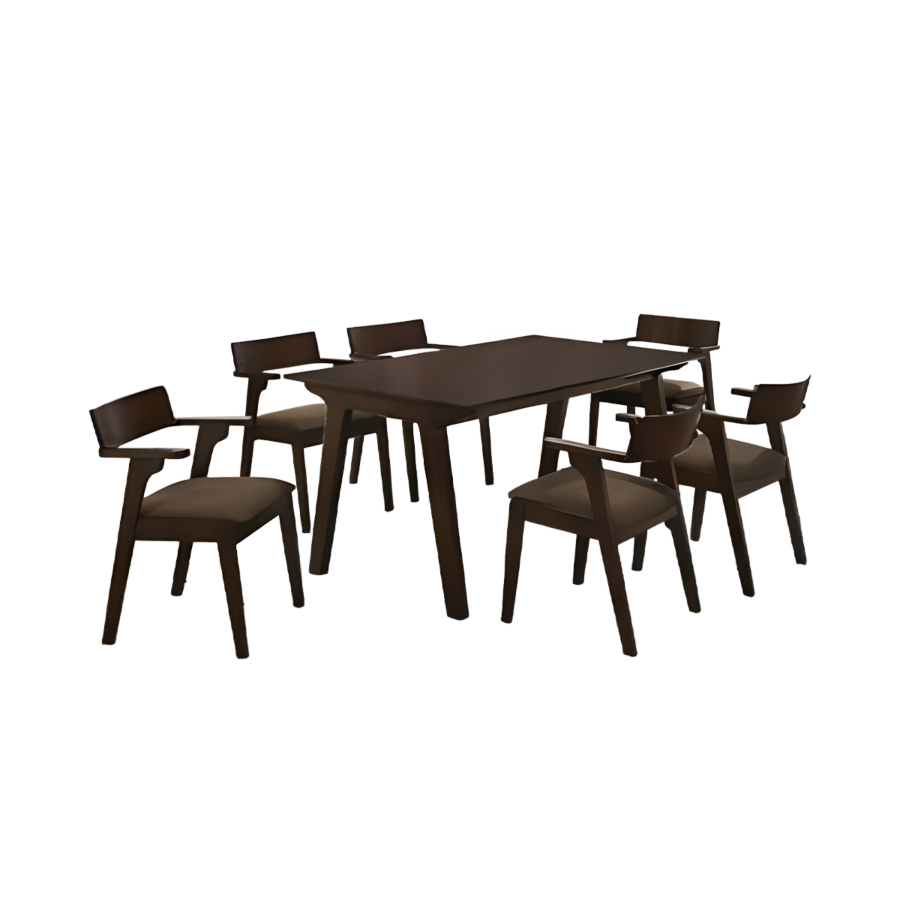 SET MOCCA TABLE + 6 CHAISES - Marron Sets Table avec chaises