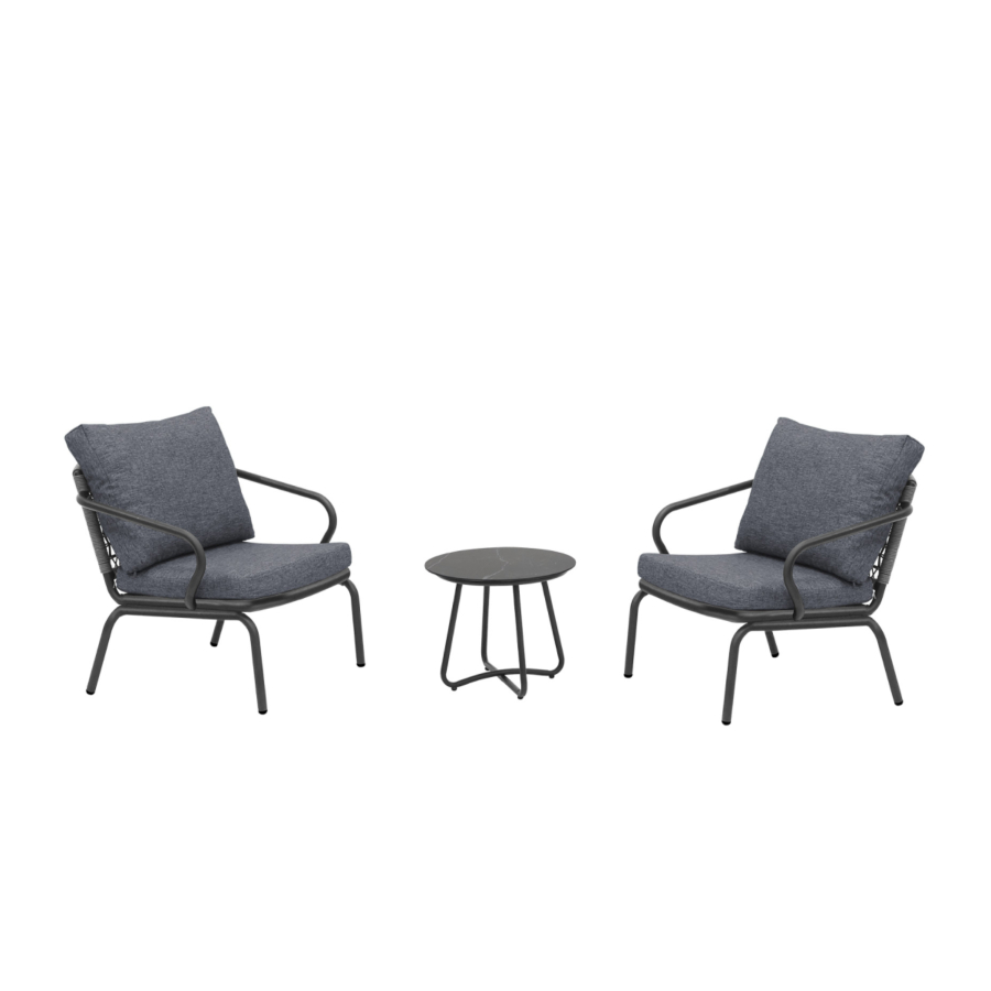 SET BALCON ALICIA Avec TABLE BASSE - GRIS Soldes été vague 2