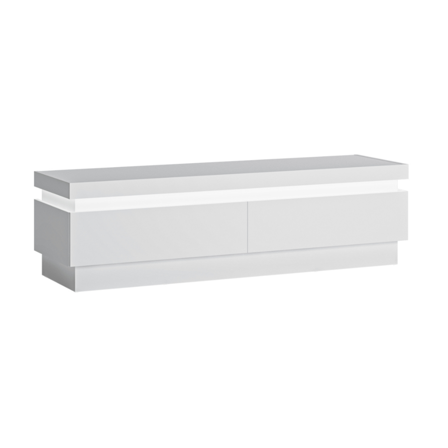 Meuble TV WHITE LYON avec 2 tiroir - Blanc Soldes été