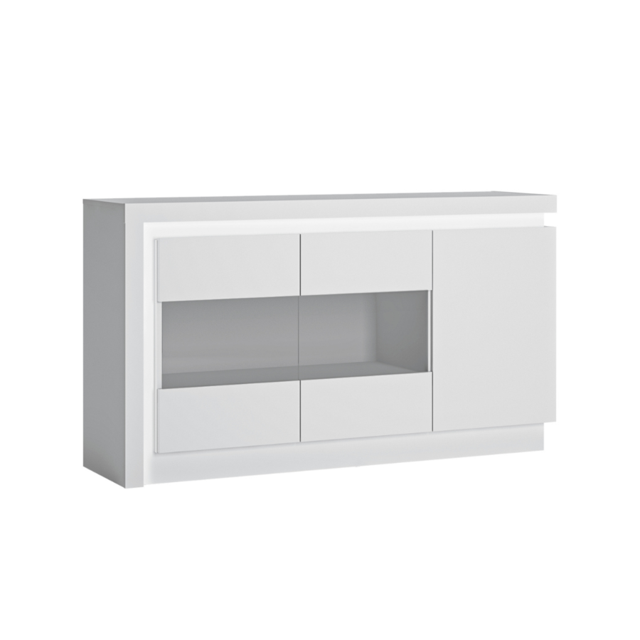 Commode WHITE LYON avec 3 Portes - Blanc Soldes été
