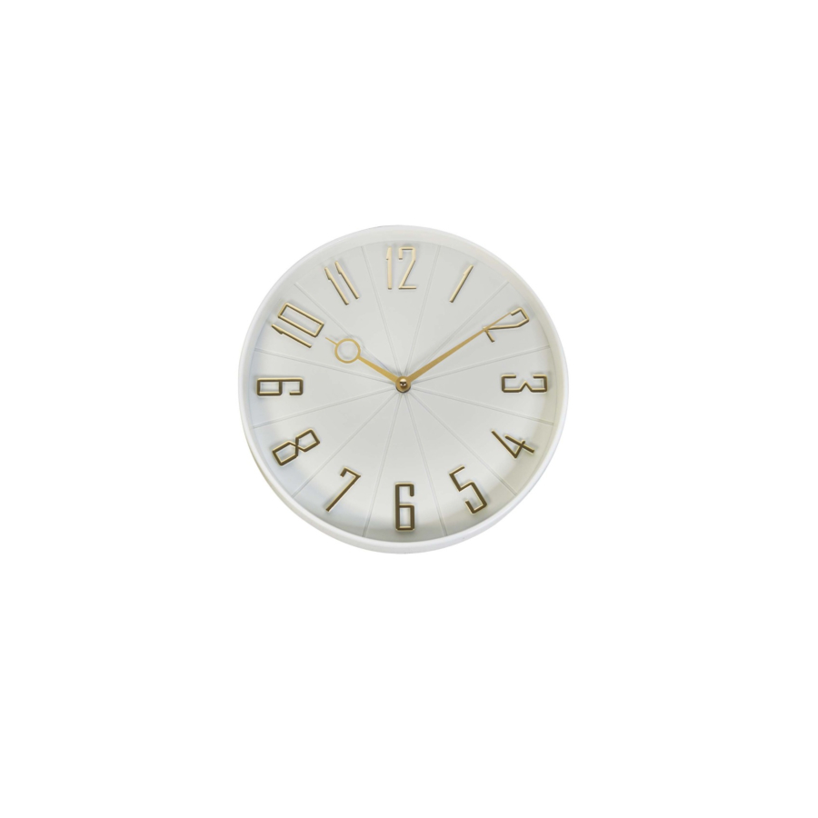 HORLOGE MURALE 30.6x30.6x4.5cm - Blanc / Doré Décorations