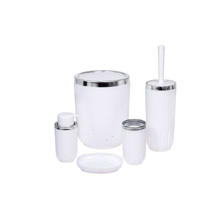 Set de salle de bain 5 pièces - Blanc / Argenté Salle de Bain