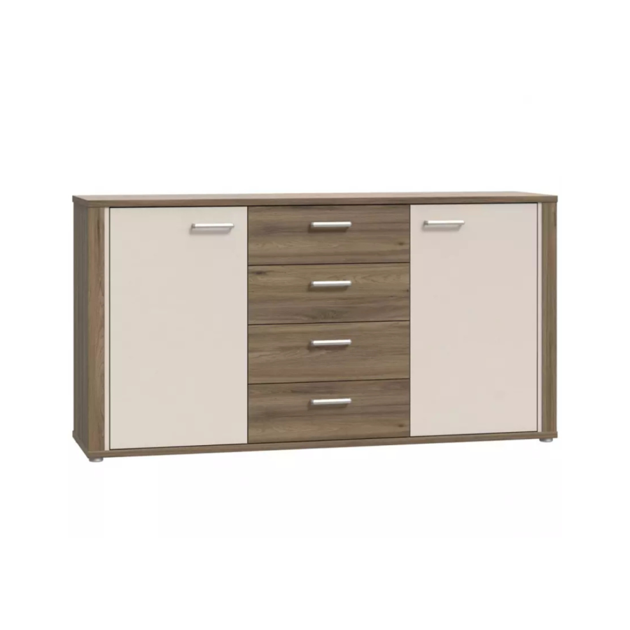 Buffet DEDELOS 2 Portes Et 4 Tiroirs - Marron / Beige Soldes été vague 2