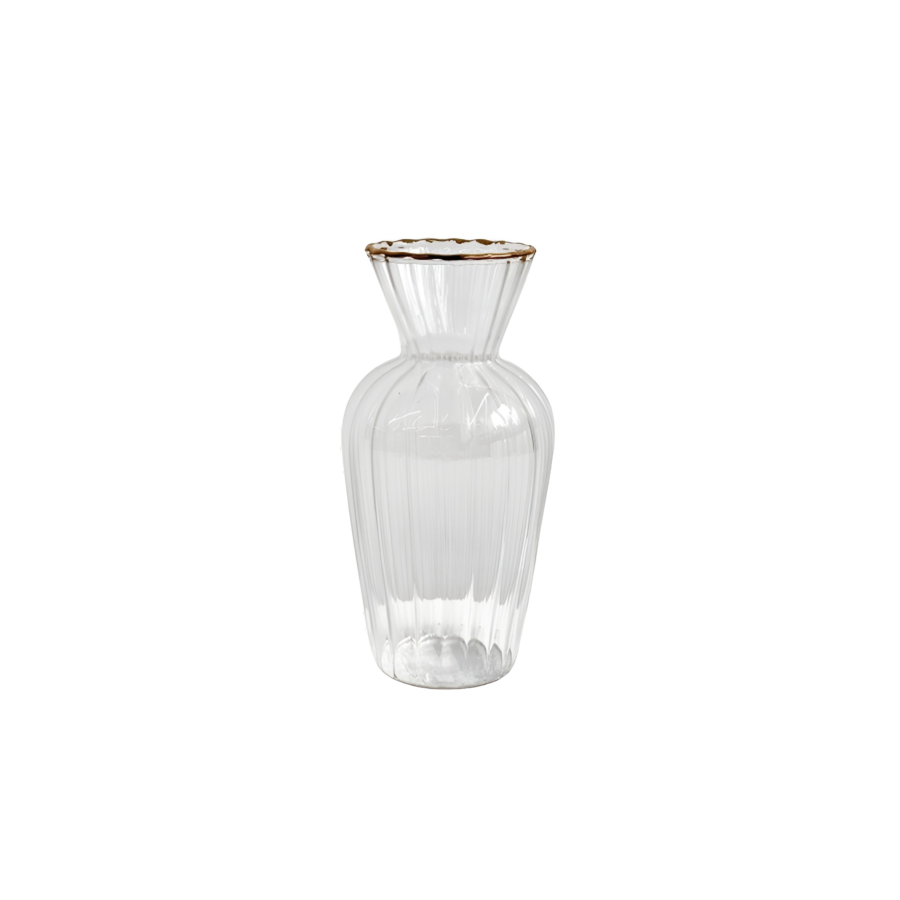 VASE ORION + BORDURE DORÉE 7.5x7.5x15CM - DORÉ Vases
