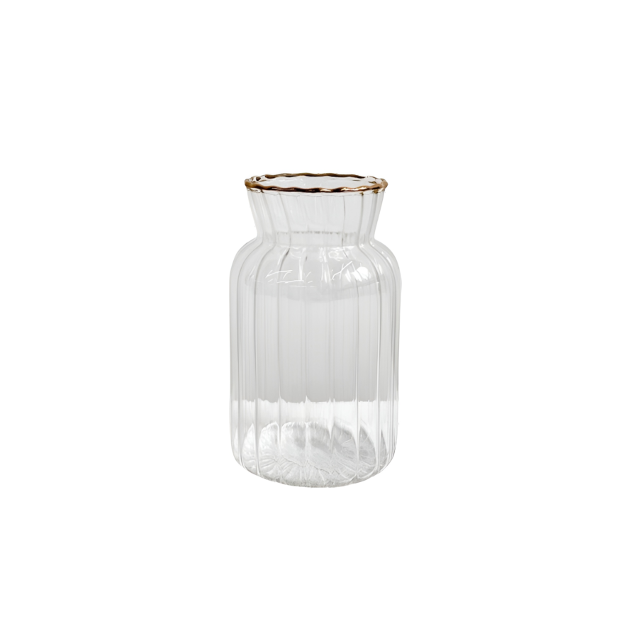 VASE ORION + BORDURE DORÉE 7.5x7.5x12.5CM - DORÉ Vases
