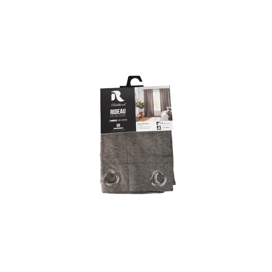 Rideau coton chiné 140x280cm - Gris foncé Textile