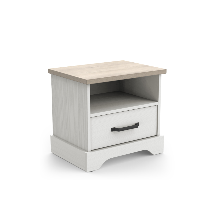 TABLE DE CHEVET COTTAGE 1 Tiroir Et 1 Niche - Blanc / Chêne Soldes été vague 2