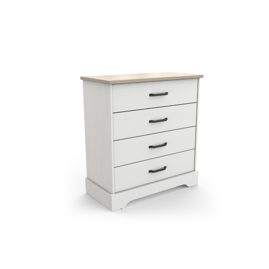 COMMODE COTTAGE 4 TIROIRS - Blanc / Chêne Soldes été vague 2