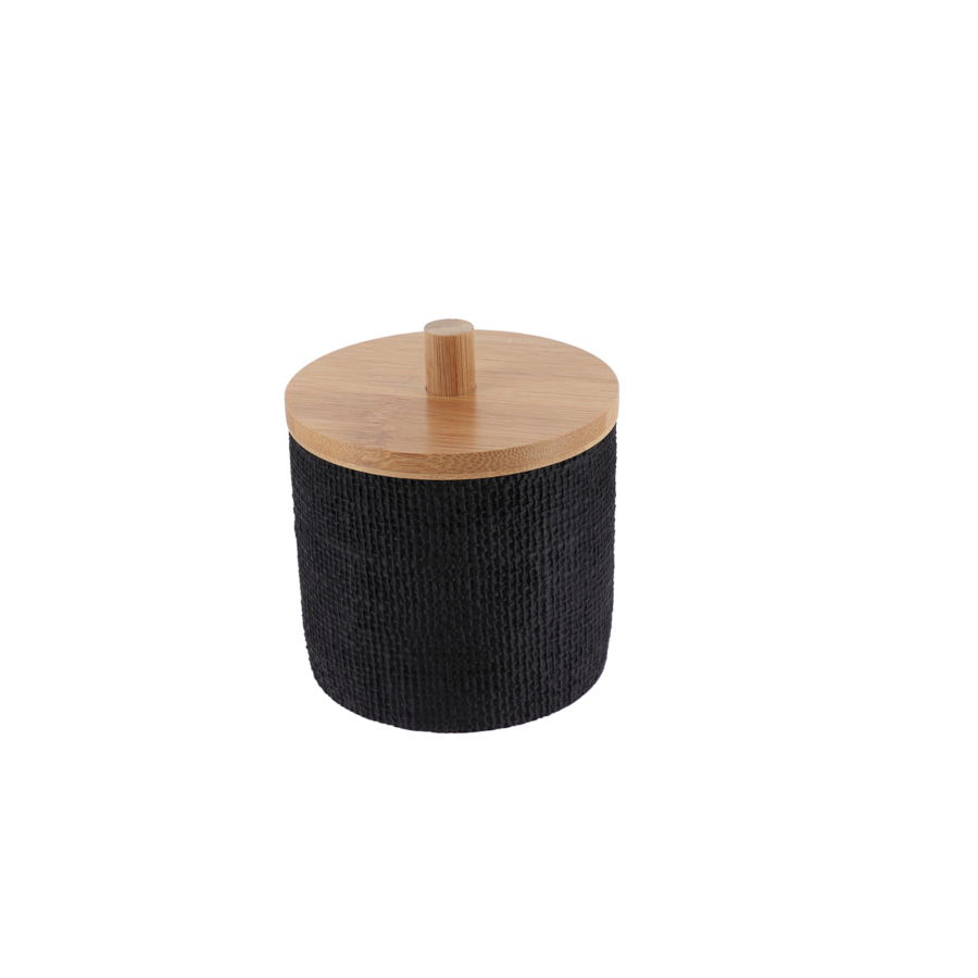 Boite À Coton Effet Maille - Noir Salle de bain