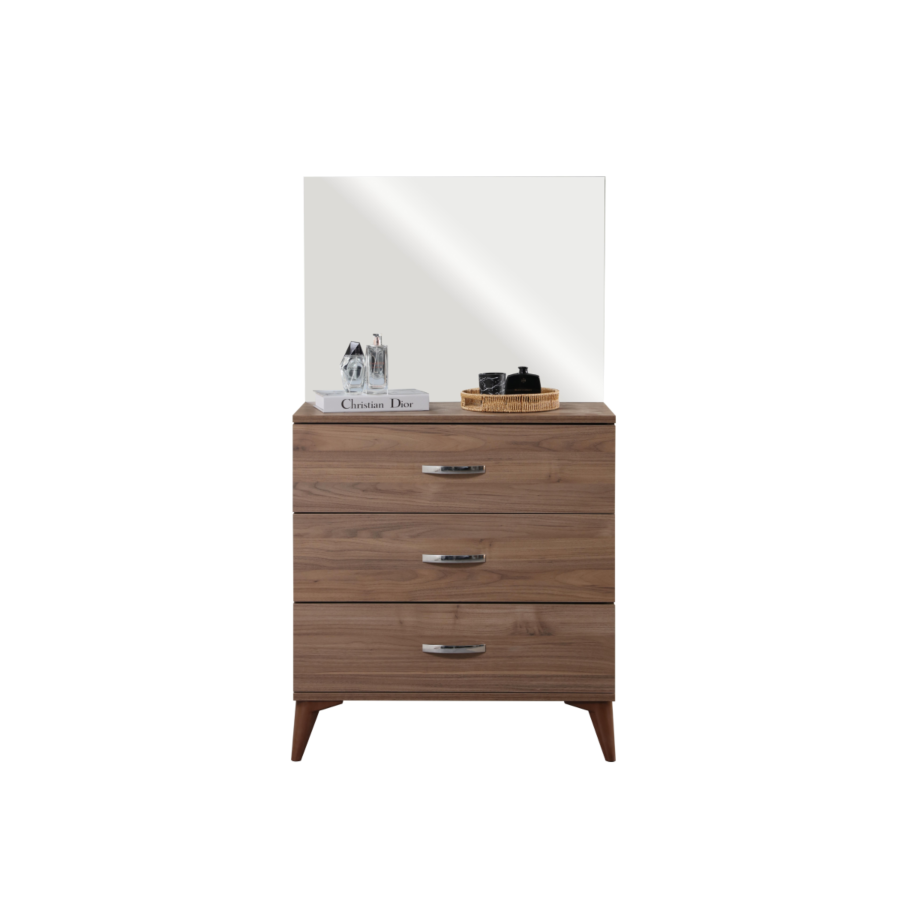 Commode Lumya 3 Tiroirs + Miroir - Wengé Les Petits Prix