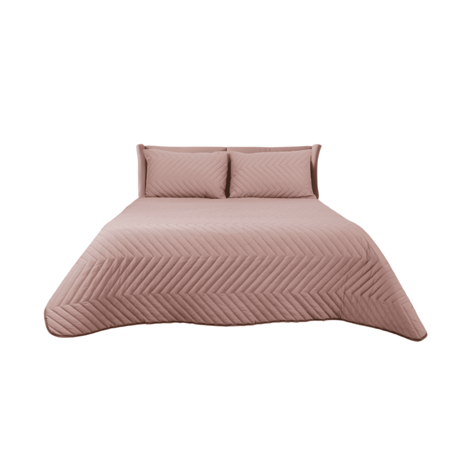 Couvre lit Bouty Uni Avec Taie D'oreiller 220X240Cm - Taupe Nude Essentiel HIVER