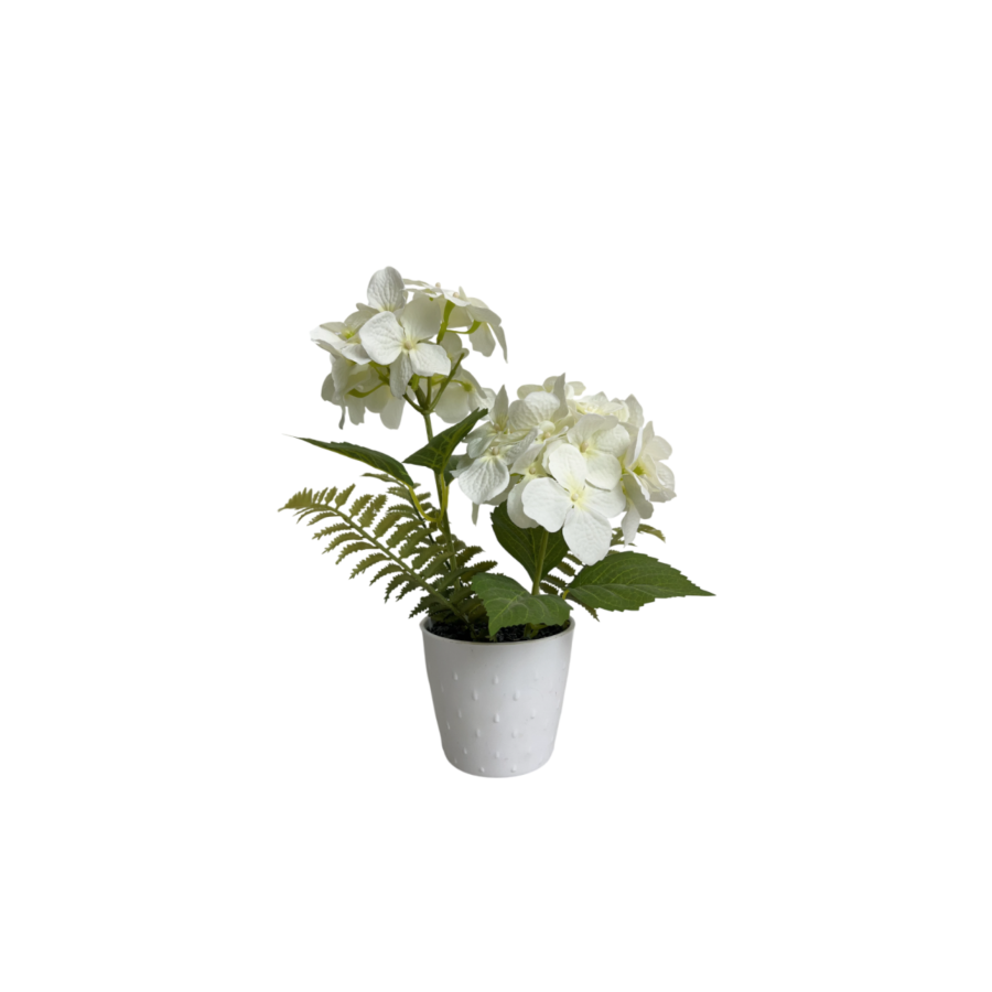 PLANTE ARTIFICIELLE HORTENSIA AVEC POT 32CM - BLANC Plantes et fleurs artificielles