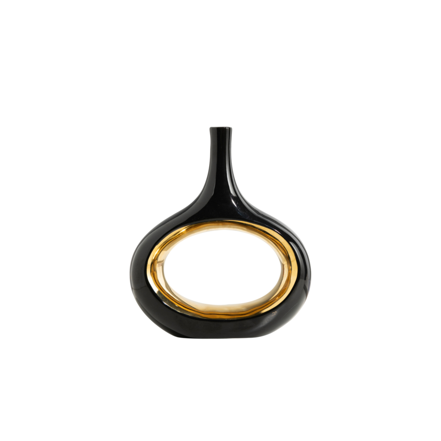 Vase Ajouré 20X23.2X2.3Cm – Noir/Doré Vases