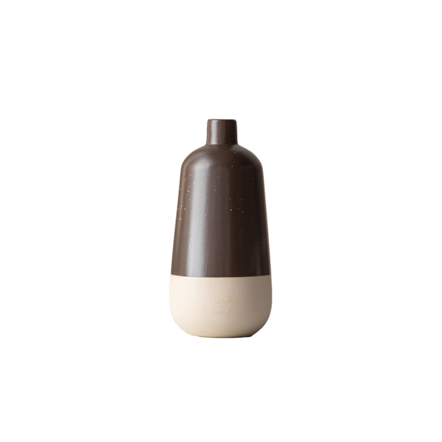VASE BICOLORE MOUCHETE 10x22.2x2.2 CM - MARRON Vases