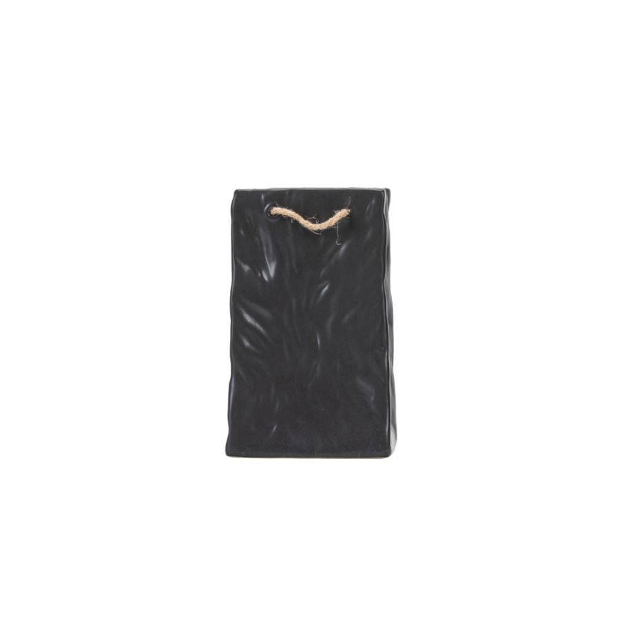 VASE EFFET SAC FROISSE 12x20x11.4CM - NOIR Vases