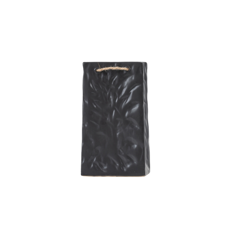 VASE EFFET SAC FROISSE 14.2x25.2x13.5CM - NOIR Vases