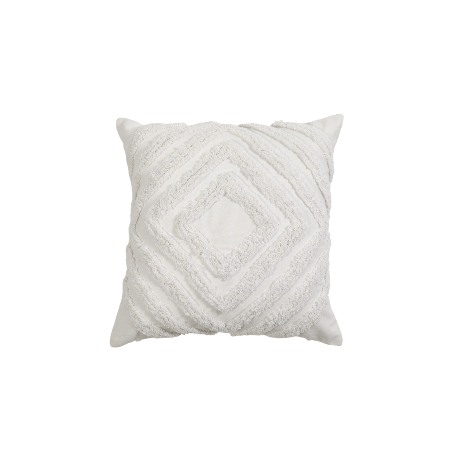 Coussin Décoratif Losange 45*45 Cm Avec Zip - Écru Essentiel HIVER