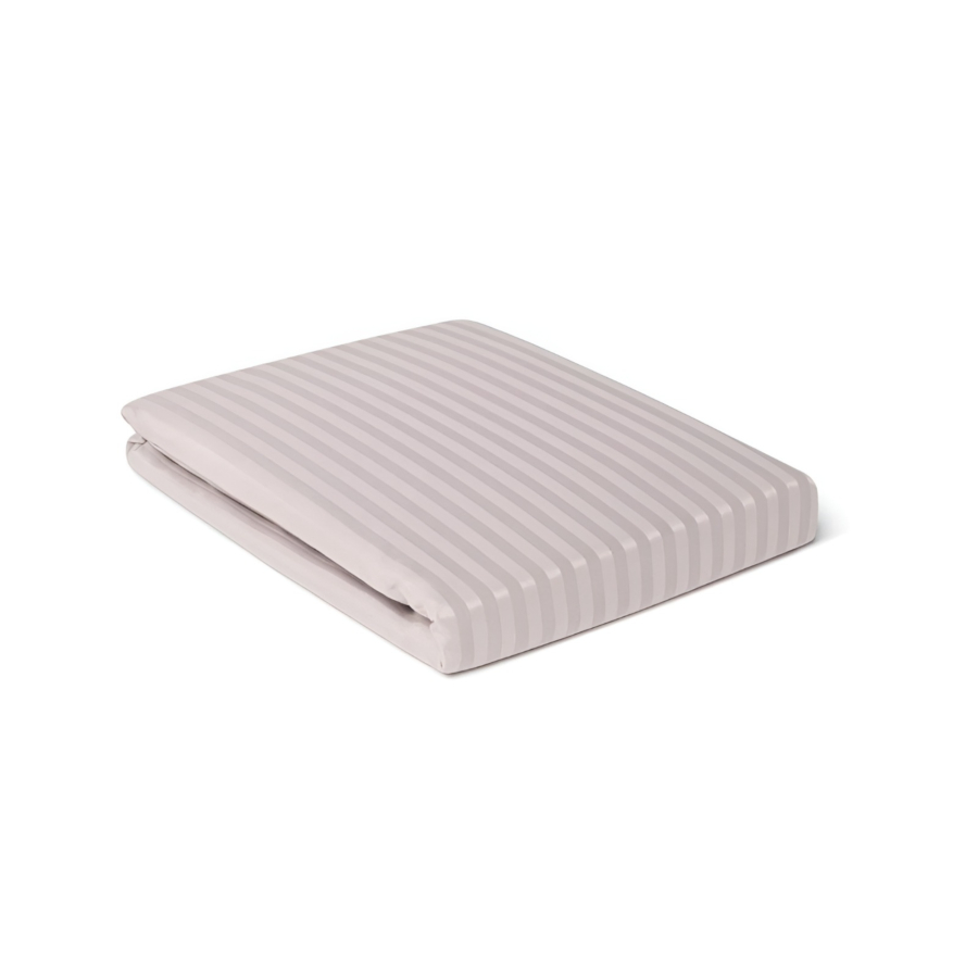 Parure De Draps Rayée Satinée - Beige Clair Textile