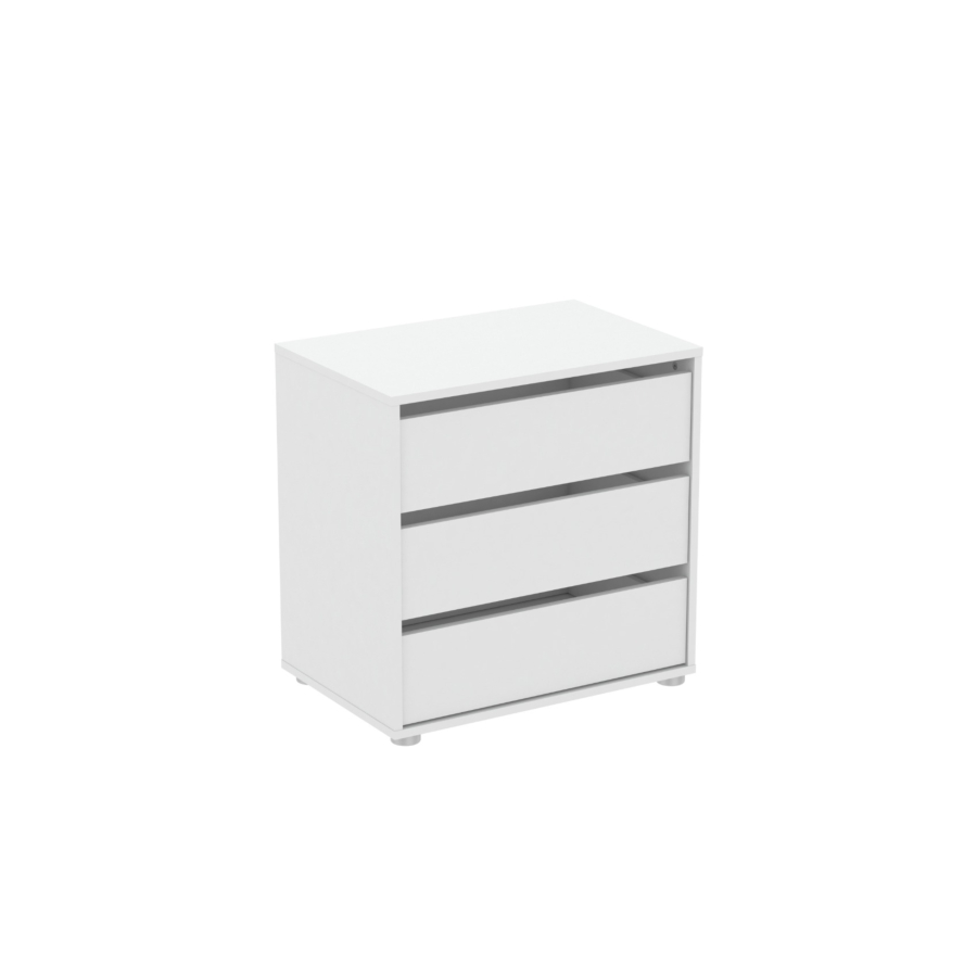 Commode BLOKTY 3 tiroirs 60 cm – Blanc Commodes