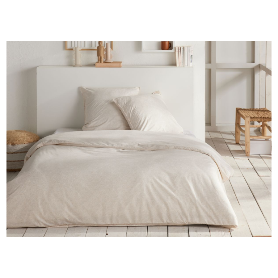 Parure De Lit Imprimé 240x220cm Motifs Gravure - Beige Parure de lits