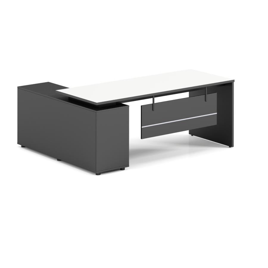 Bureau Respect Avec Crédence 180cm – Blanc Bureaux de Direction