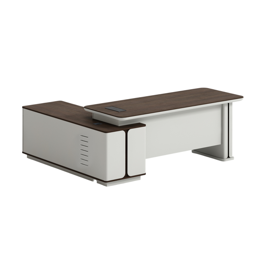 Bureau Directionnel Taskline - Marron / Blanc Bureaux de Direction