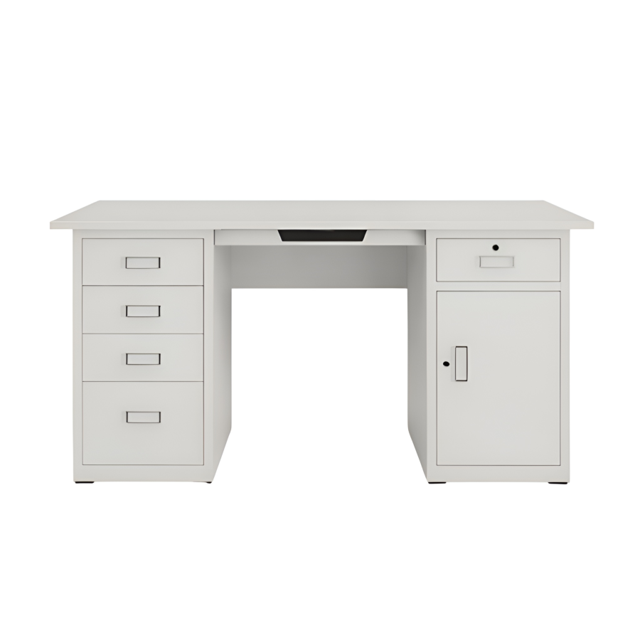 Bureau 160X70X74 + Caisson Integré Solidis - Blanc Crème Bureaux de Direction