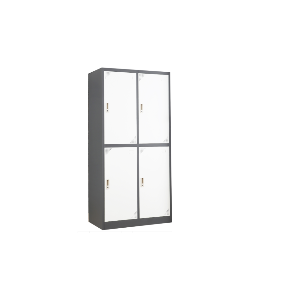 Casier Solidis 4 Portes Avec Serrures - Blanc / Gris Caissons Mobiles