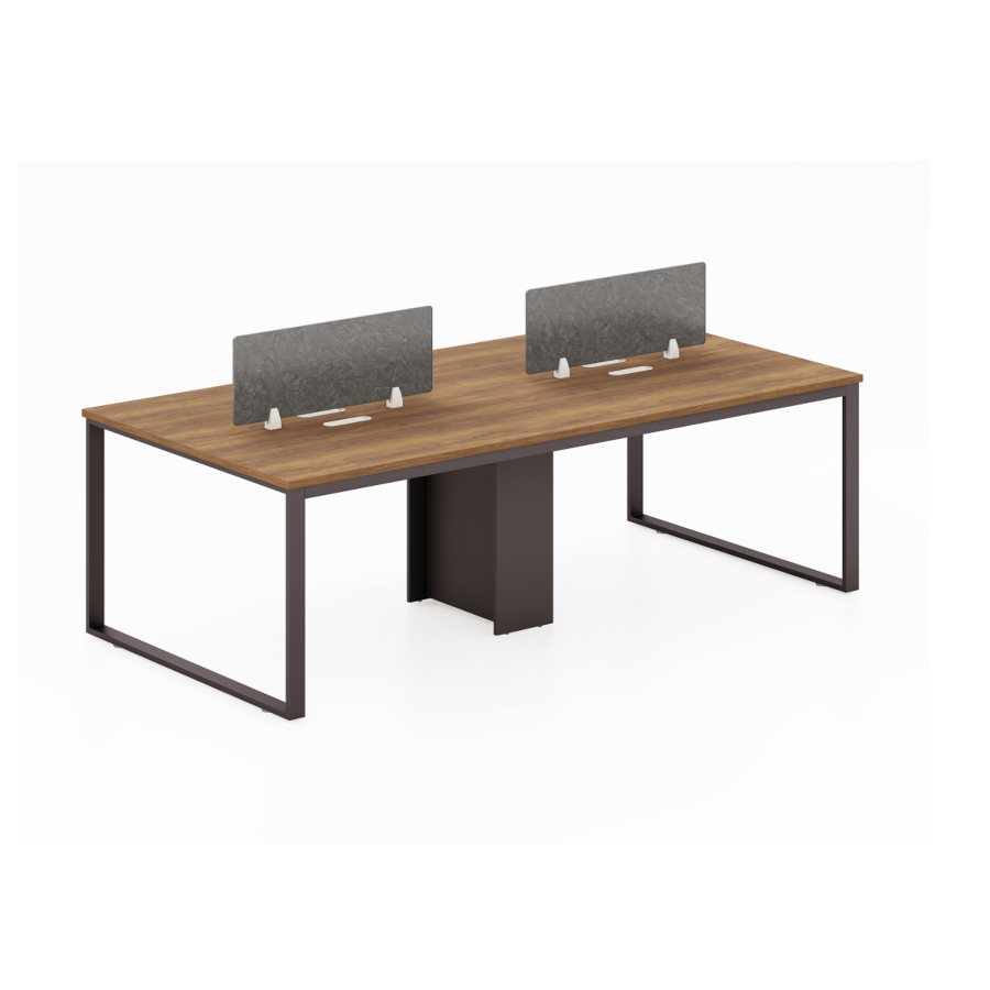 Workstation Start Pro 4 Places - Noyer/Gris Bureaux Opérationnels