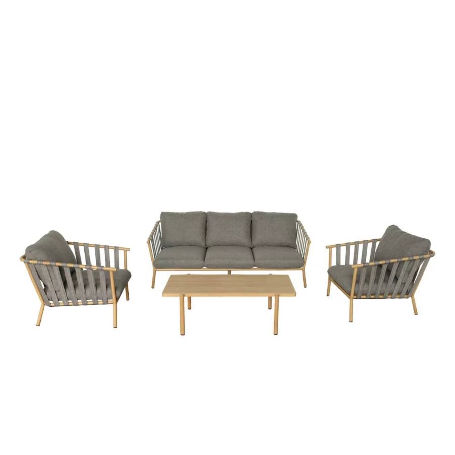 Salon de Jardin Garden Soul – Canapé 3 Places, 2 Fauteuils et Table Basse – Gris Mobilier de Jardin