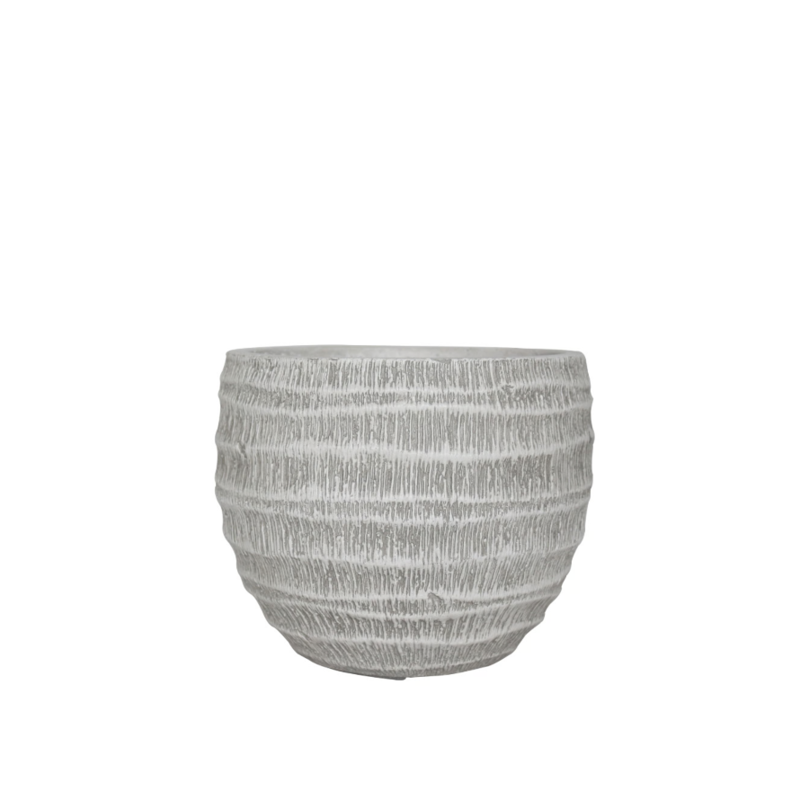 Cache-pot Effet Plissé Gris - 27,5 x 27,5 x 22 cm Jardin déco