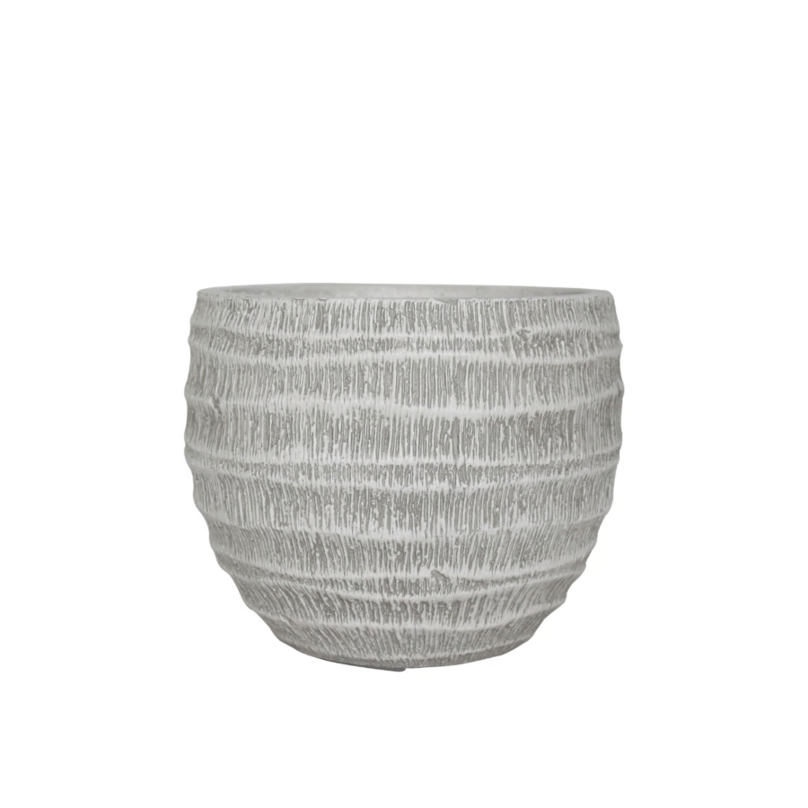 Cache-pot Effet Plissé Gris - 37 x 37 x 29 cm Jardin déco