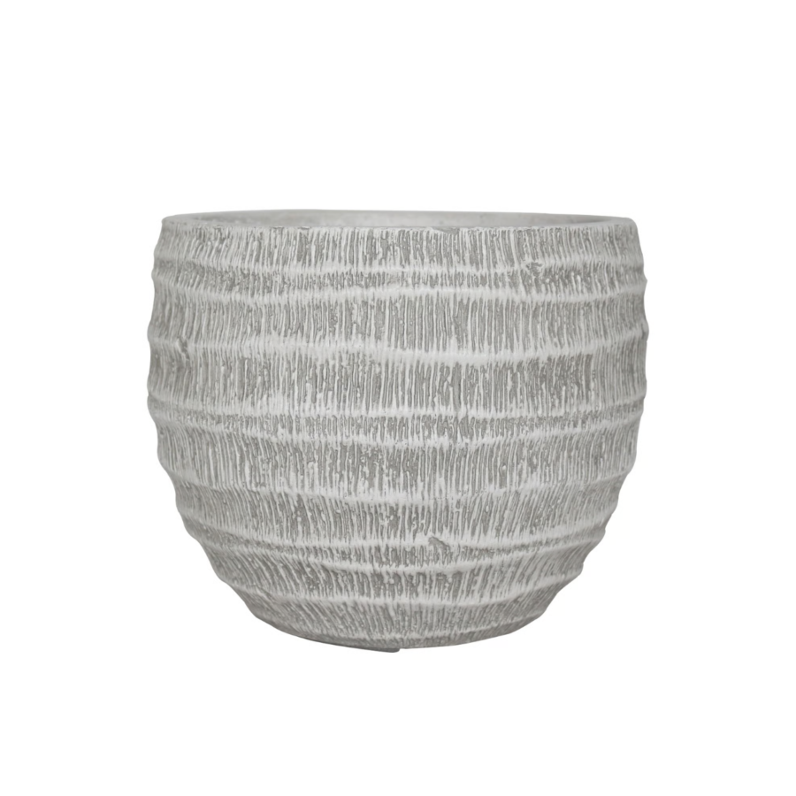 Cache-pot Effet Plissé Gris - 50 x 50 x 38 cm Jardin déco