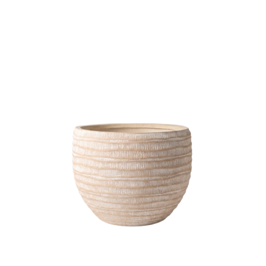 Cache-pot Effet Plissé Beige - 27,5 x 27,5 x 22 cm Jardin déco