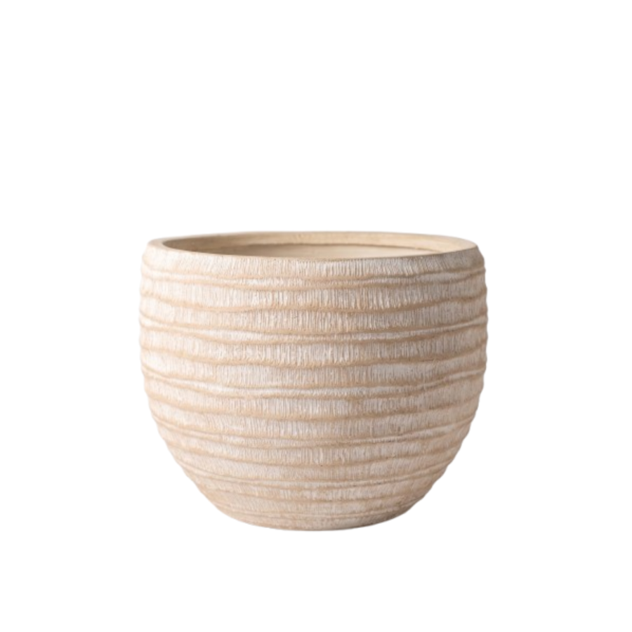 Cache-pot Effet Plissé Beige - 37 x 37 x 29 cm Jardin déco